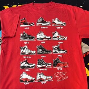 Retro Kicks  1980's - 90's Sneaker Heads Retro Collection Men's Red T-Sh…